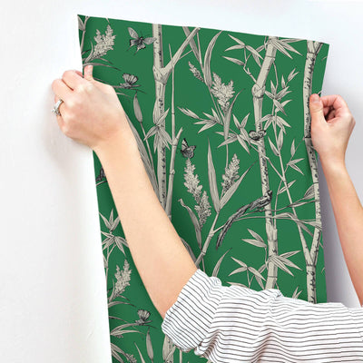 product image for Bambou Toile Wallpaper in Green 8