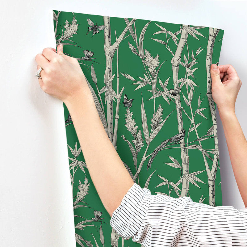 media image for Bambou Toile Wallpaper in Green 261