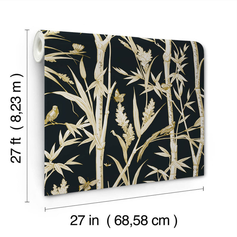 media image for Bambou Toile Wallpaper in Black 20