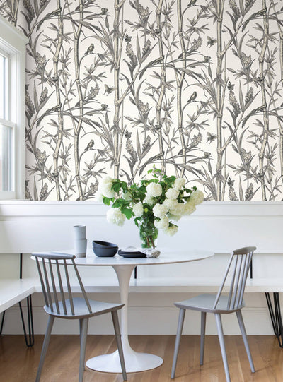 product image for Bambou Toile Wallpaper in White 51