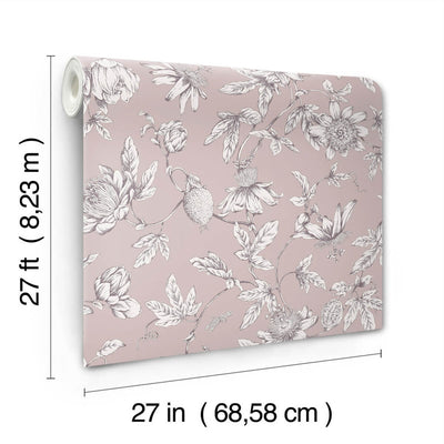 product image for Passion Flower Toile Wallpaper in Orchid 48