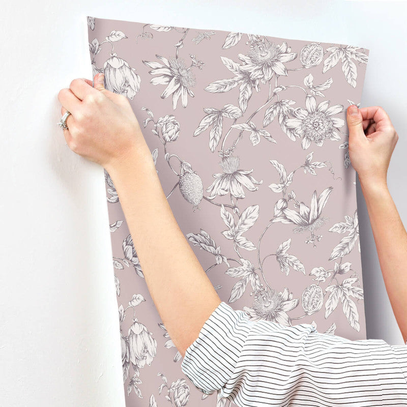 media image for Passion Flower Toile Wallpaper in Orchid 242