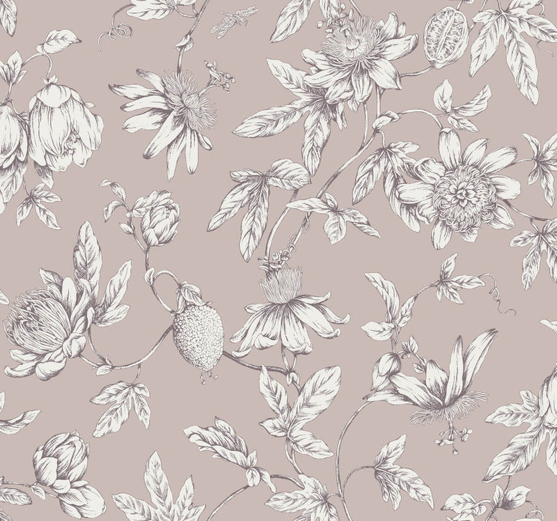 media image for Passion Flower Toile Wallpaper in Orchid 269