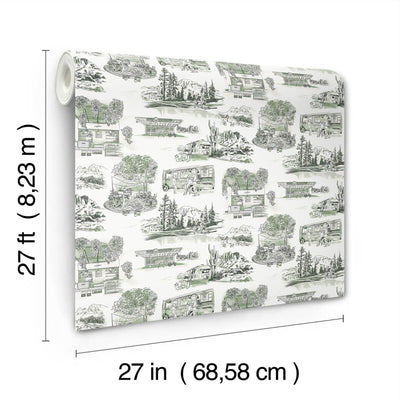 product image for Modern Vista Toile Wallpaper in Evergreen 45