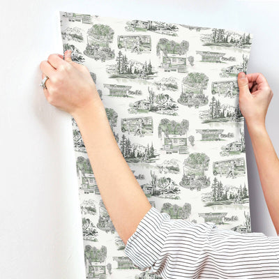 product image for Modern Vista Toile Wallpaper in Evergreen 64