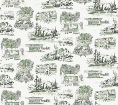 product image for Modern Vista Toile Wallpaper in Evergreen 39