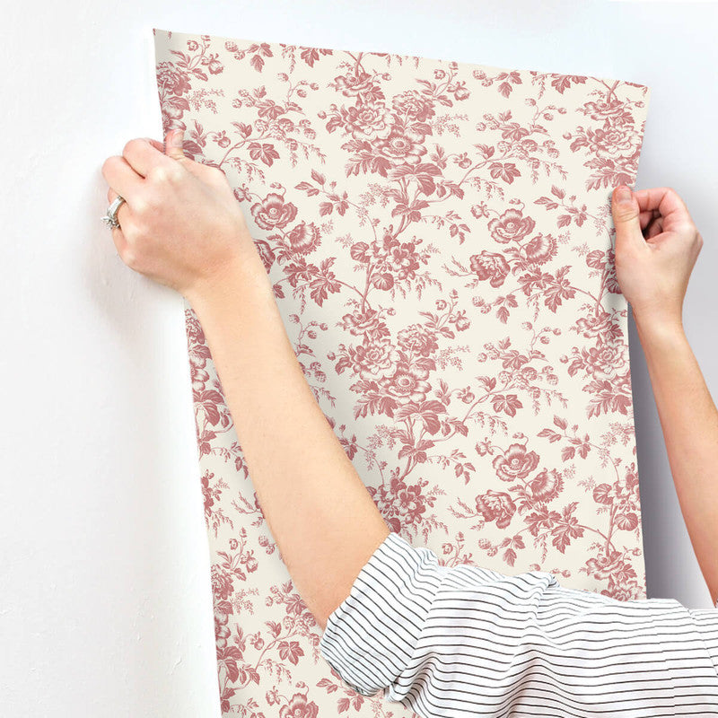 media image for Anemone Toile Wallpaper in French Red 224