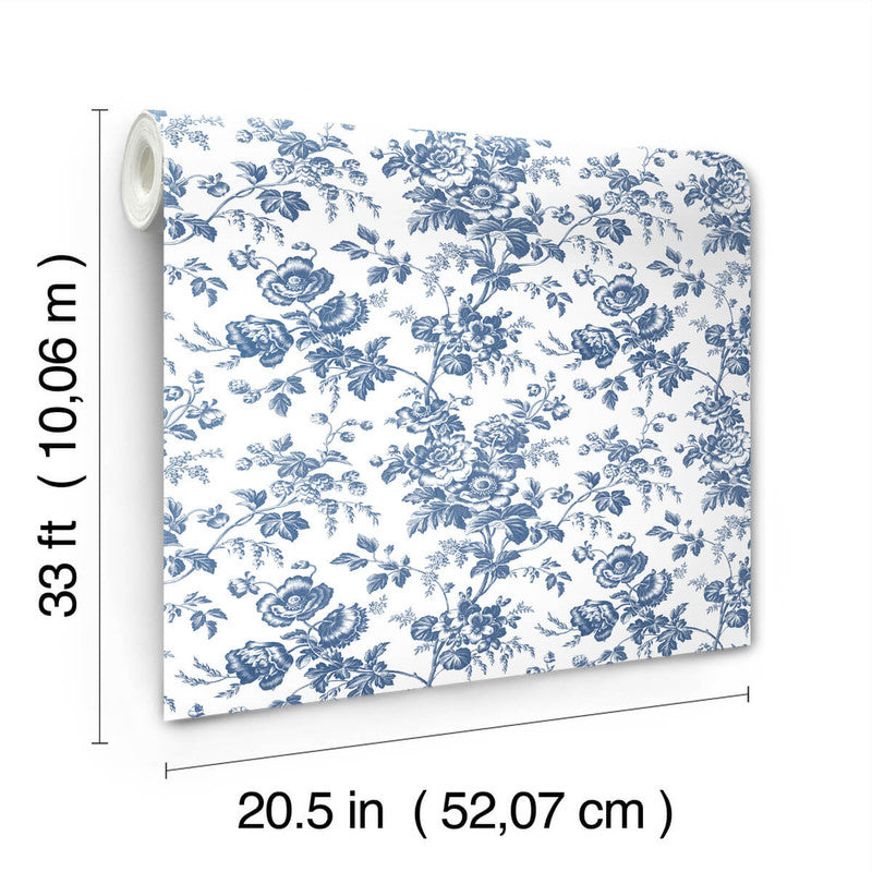 media image for Anemone Toile Wallpaper in Navy 218