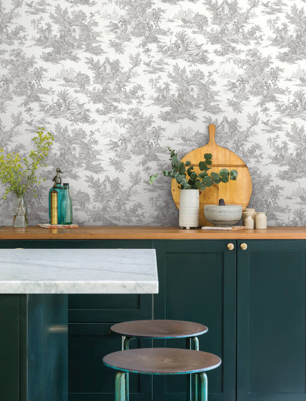media image for Campagne Toile Wallpaper in Grey 286