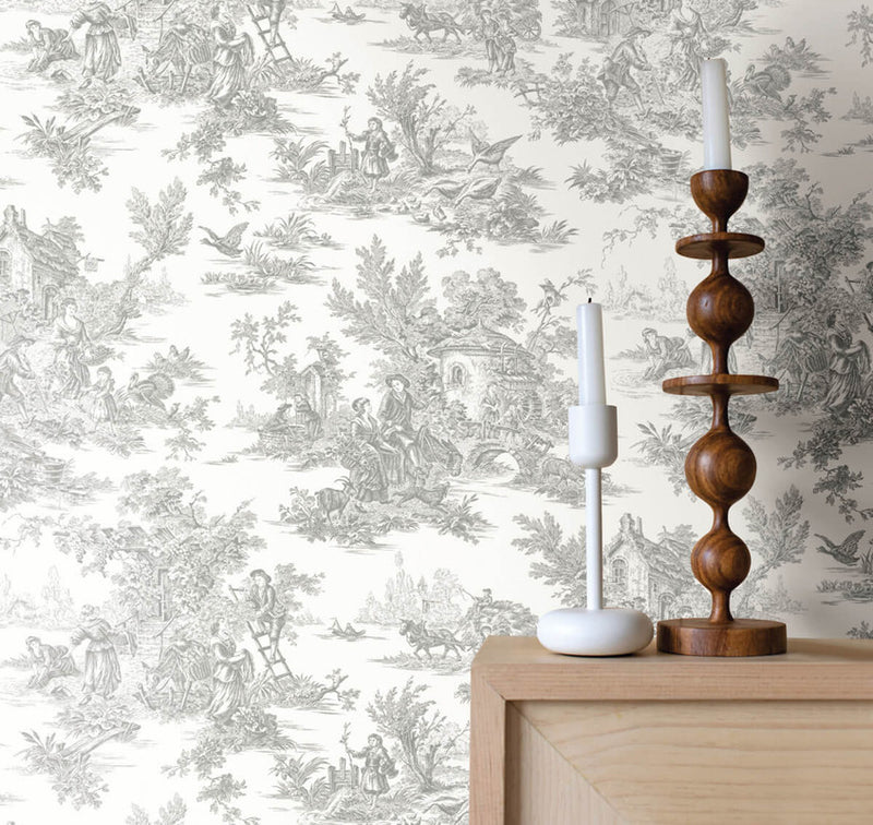 media image for Campagne Toile Wallpaper in Grey 243