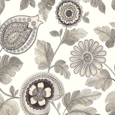 product image of Calypso Paisley Leaf Fabric in Stone and Latte 525