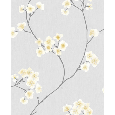 product image of sample radiance wallpaper in grey and ochre from the innocence collection by graham brown 1 596