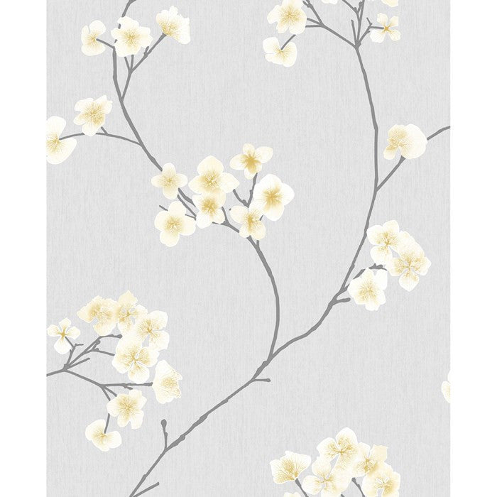media image for sample radiance wallpaper in grey and ochre from the innocence collection by graham brown 1 235