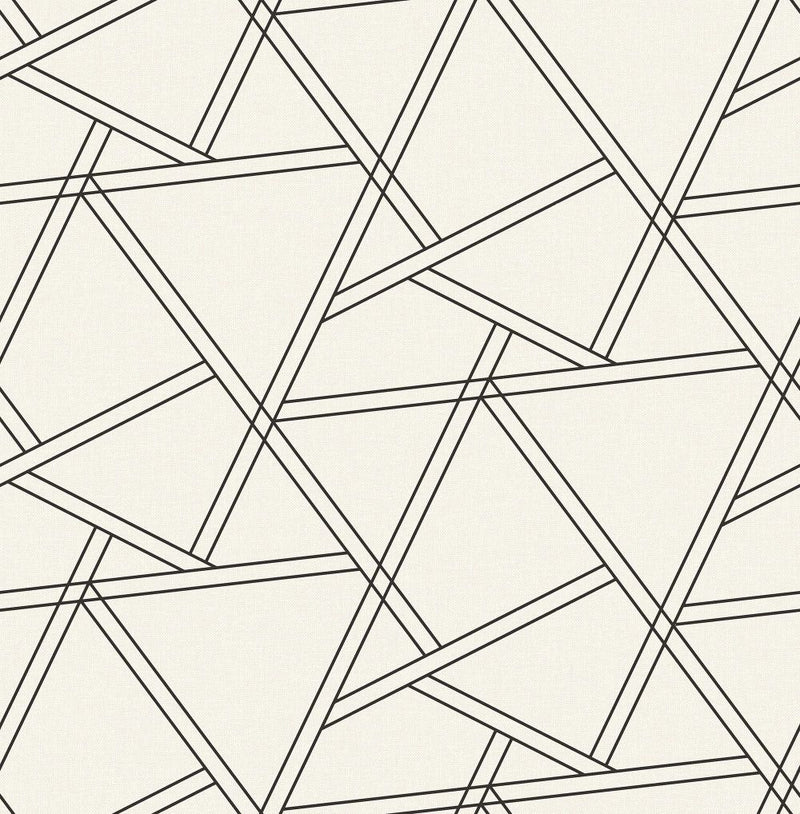 media image for Railroad Geometric Peel-and-Stick Wallpaper in Pearl Shimmer and Ebony by NextWall 217