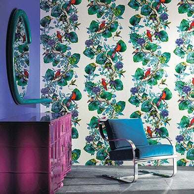 media image for Rain Forest Wallpaper in Emerald from the Enchanted Gardens Collection by Osborne & Little 245