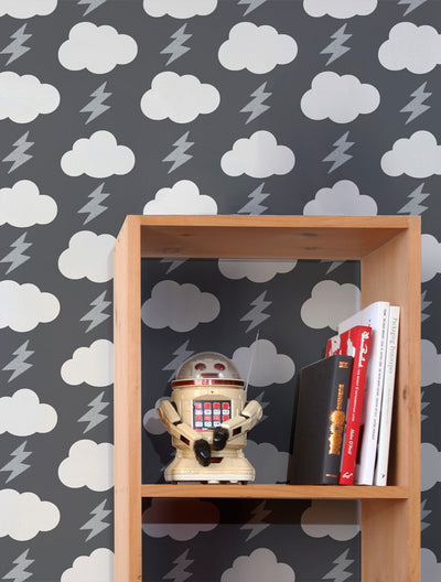 product image for Rainbolts Wallpaper in Stormy design by Aimee Wilder 83