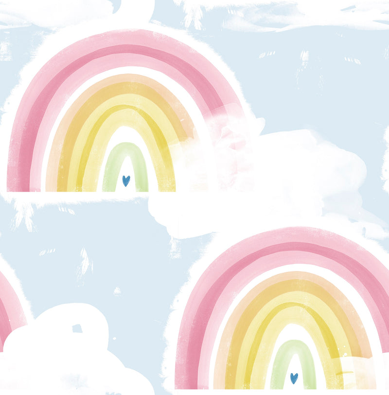 media image for sample rainbows wallpaper in powder blue from the day dreamers collection by seabrook wallcoverings 1 295