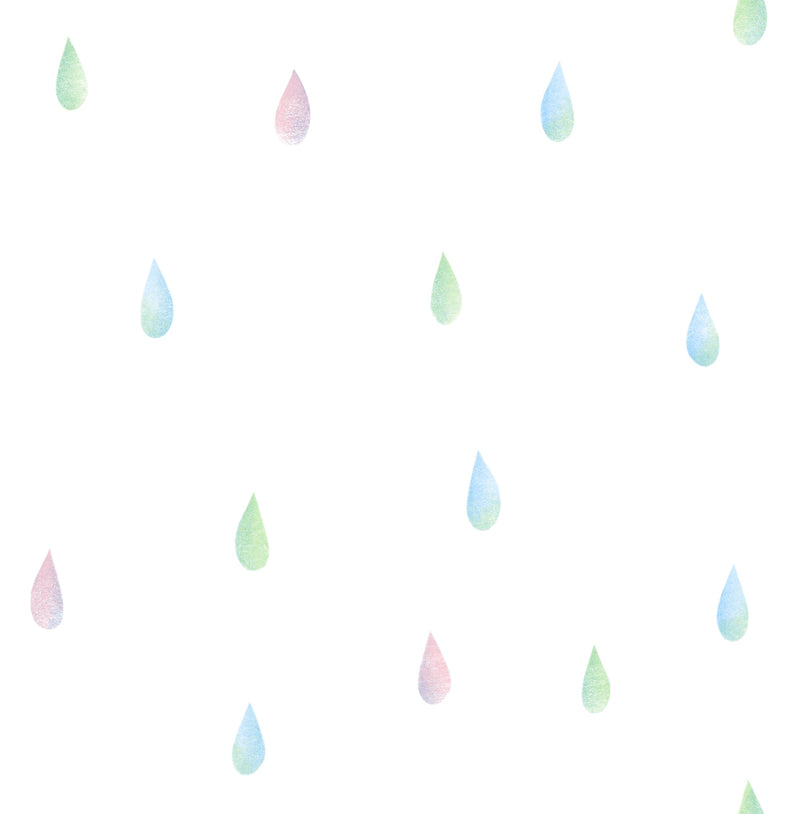 media image for Raindrops Wallpaper in Pink, Blue, and Green from the Day Dreamers Collection by Seabrook Wallcoverings 25