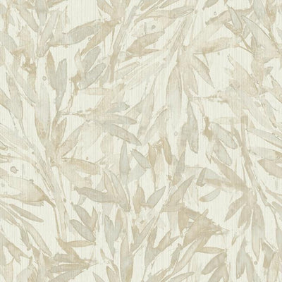 product image of sample rainforest leaves wallpaper in beige from the natural opalescence collection by antonina vella for york wallcoverings 1 558