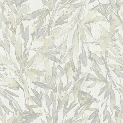 product image for Rainforest Leaves Wallpaper in Cream and Grey from the Natural Opalescence Collection by Antonina Vella for York Wallcoverings 8