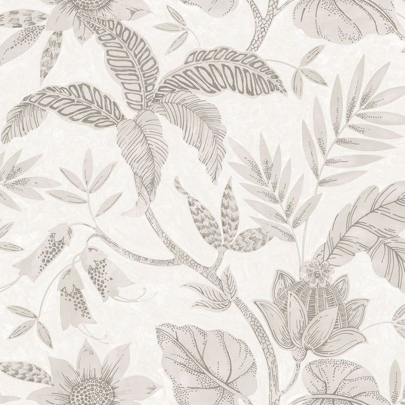 media image for Rainforest Leaves Wallpaper in Ivory and Daydream Grey from the Boho Rhapsody Collection by Seabrook Wallcoverings 269