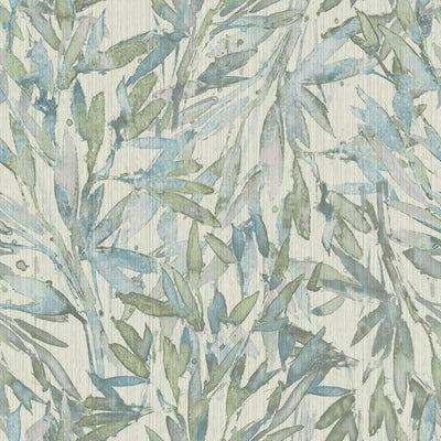 product image for Rainforest Leaves Wallpaper in Light Blue and Muted Green from the Natural Opalescence Collection by Antonina Vella for York Wallcoverings 23
