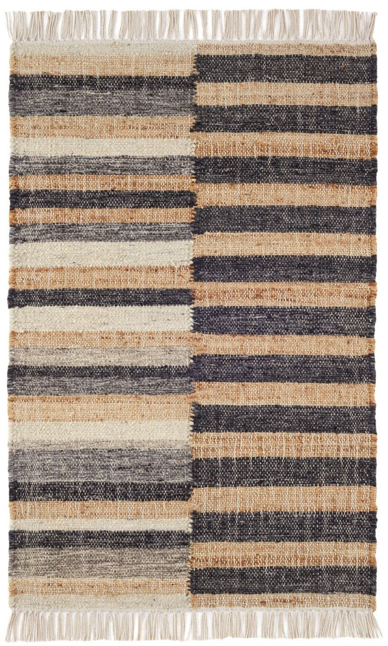 media image for ravel stripe black handwoven wool rug by dash albert da1930 1014 1 287