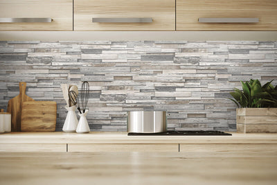 product image for Reclaimed Wood Plank Peel-and-Stick Wallpaper in Light Grey and Brown by NextWall 48
