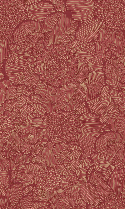 product image of Stylish Sketched Floral Wallpaper in Red by Walls Republic 50