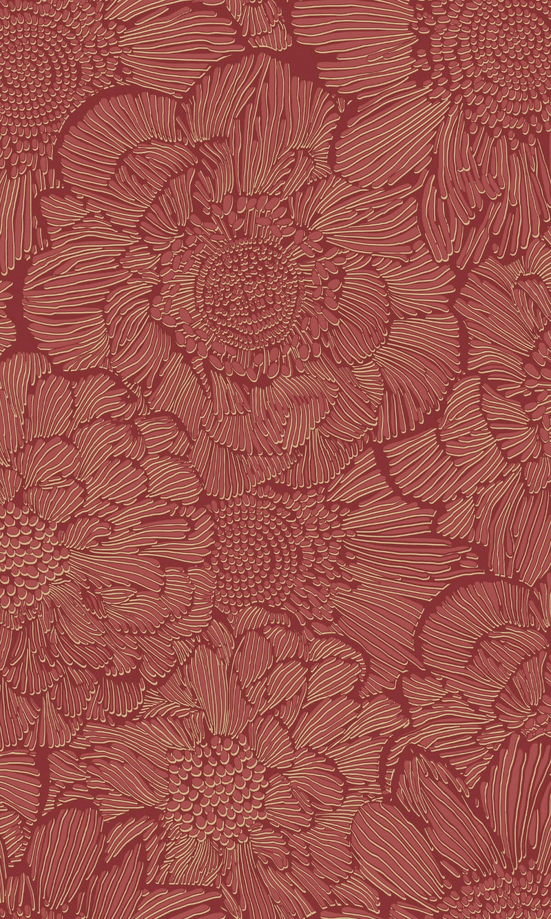 media image for Stylish Sketched Floral Wallpaper in Red by Walls Republic 210