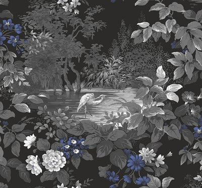 product image of sample reflective pool wallpaper in midnight from the sanctuary collection by mayflower wallpaper 1 541