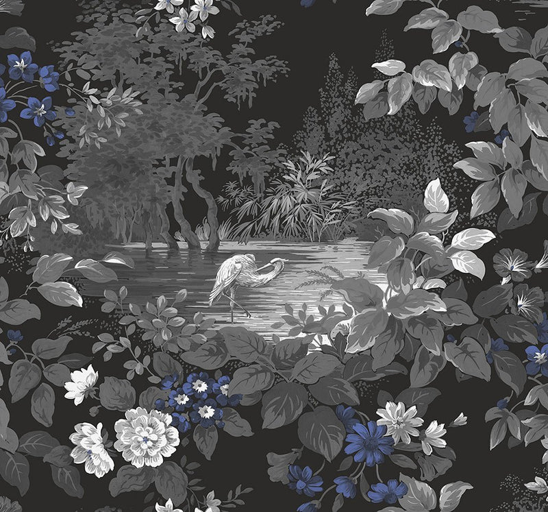 media image for sample reflective pool wallpaper in midnight from the sanctuary collection by mayflower wallpaper 1 229