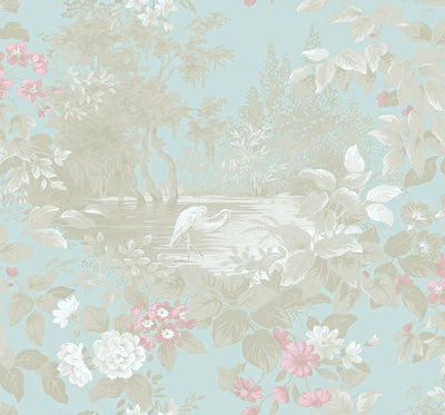 product image of sample reflective pool wallpaper in thunderbird from the sanctuary collection by mayflower wallpaper 1 542