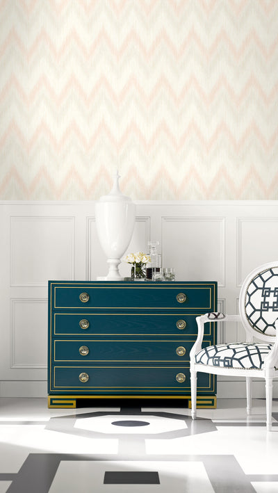 product image for Regent Flamestitch Stringcloth Wallpaper in Soft Melon and Arrowroot from the Luxe Retreat Collection by Seabrook Wallcoverings 85