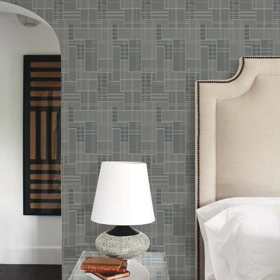 product image for Remodel Wallpaper in Charcoal and Silver from the Geometric Resource Collection by York Wallcoverings 25