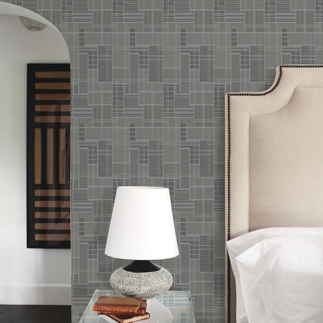 media image for Remodel Wallpaper in Charcoal and Silver from the Geometric Resource Collection by York Wallcoverings 296