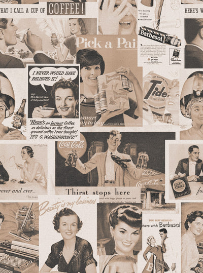 product image for Retro Ads Wallpaper in Sepia from the Eclectic Collection by Mind the Gap 57
