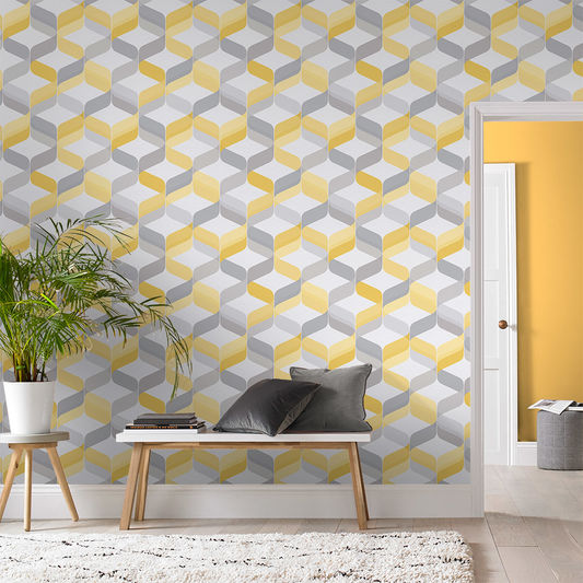media image for Retro Wallpaper in Lemon from the Exclusives Collection by Graham & Brown 278