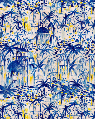 product image of Rhodes Mural Wallpaper in Blue and Yellow from the Sundance Villa Collection by Mind the Gap 545