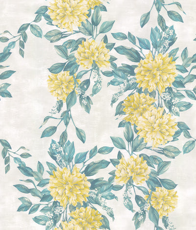 product image of Rhodora Wallpaper in Lemon/Green from the Enchanted Gardens Collection by Osborne & Little 597