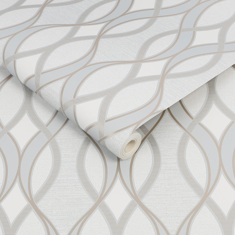 media image for Ribbon Geo Grey and Gold Wallpaper from the Capsule Collection by Graham & Brown 23