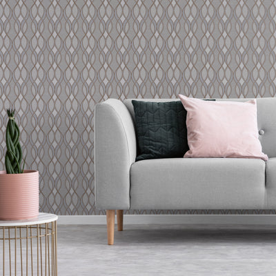 product image for Ribbon Geo Grey and Gold Wallpaper from the Capsule Collection by Graham & Brown 13