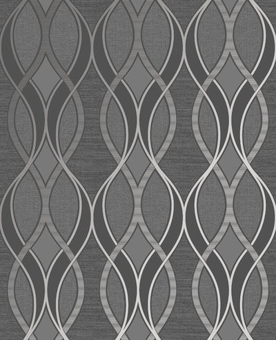 product image of Ribbon Geo Grey and Silver Wallpaper from the Capsule Collection by Graham & Brown 550