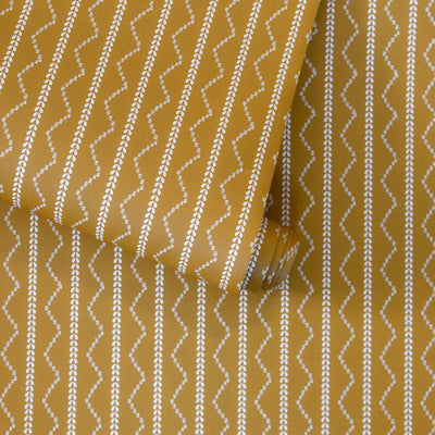 product image for Rick Rack Stripe Self-Adhesive Wallpaper (Single Roll) in Aztec Gold by Tempaper 12