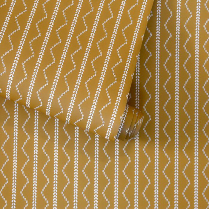 media image for Rick Rack Stripe Self-Adhesive Wallpaper (Single Roll) in Aztec Gold by Tempaper 272