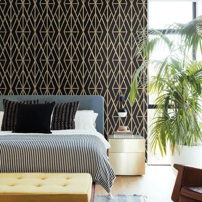 media image for Riviera Bamboo Trellis Wallpaper in Black from the Water& 296