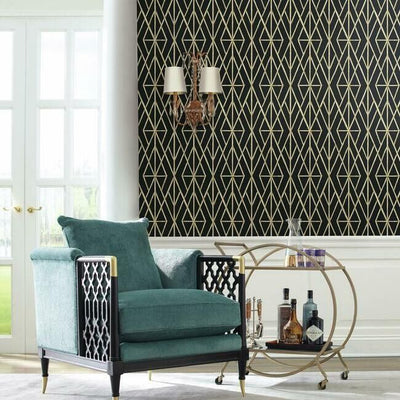 product image for Riviera Bamboo Trellis Wallpaper in Black from the Water's Edge Collection by York Wallcoverings 3