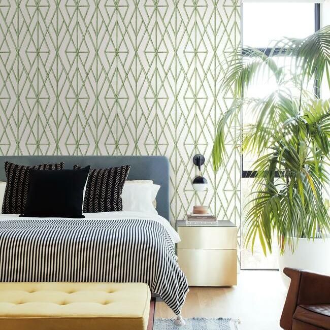 media image for Riviera Bamboo Trellis Wallpaper in Fern from the Water& 246