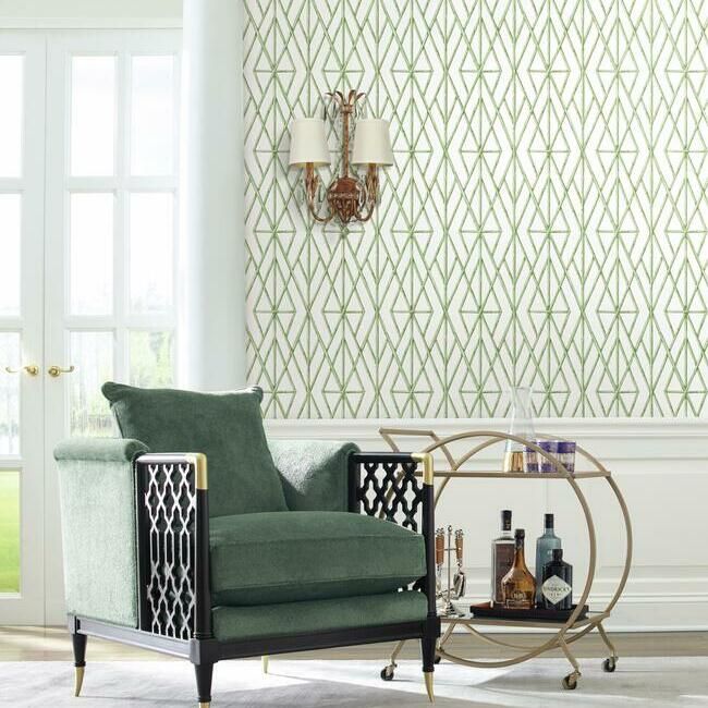 media image for Riviera Bamboo Trellis Wallpaper in Fern from the Water& 273