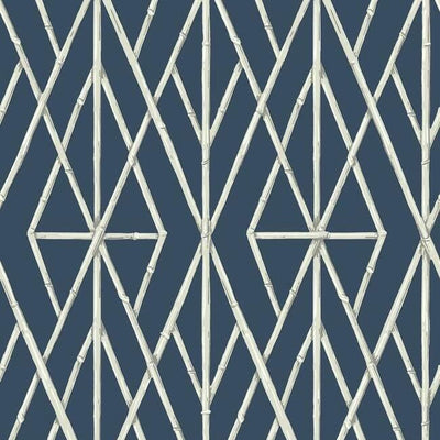 product image for Riviera Bamboo Trellis Wallpaper in Navy from the Water's Edge Collection by York Wallcoverings 8